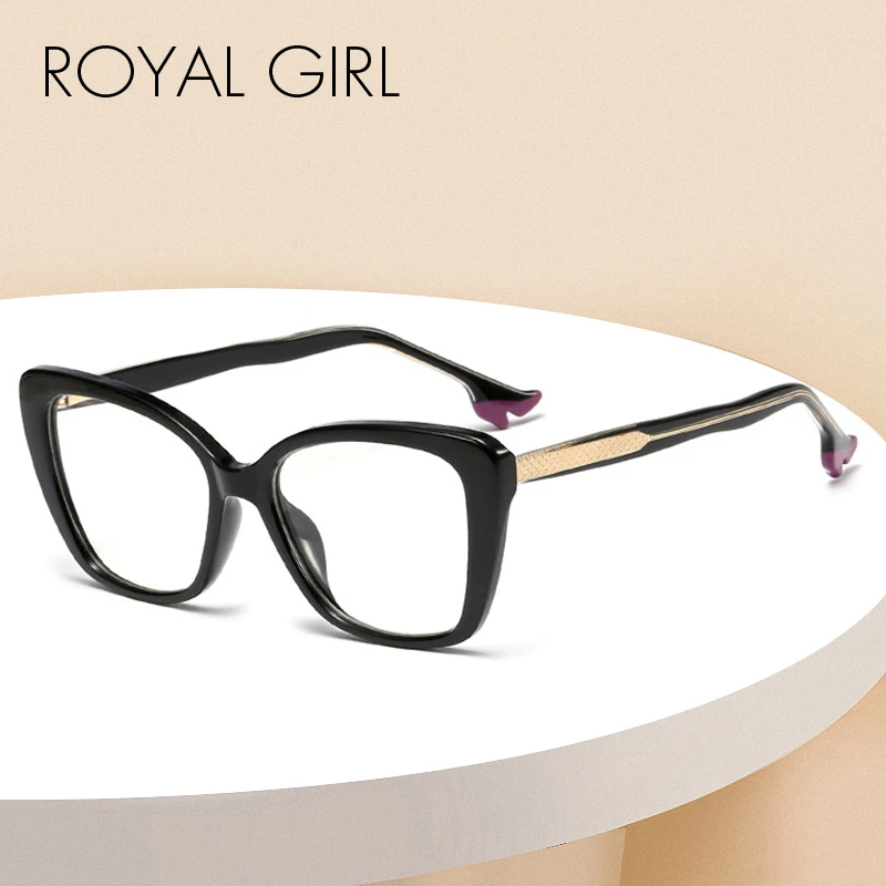 

ROYAL GIRL 2020 New Solid Glasses Frame Gaming Clear Lenses Cat Eye Eyewear Brand Women Optical Transparent TR90+CP Frames Ss604