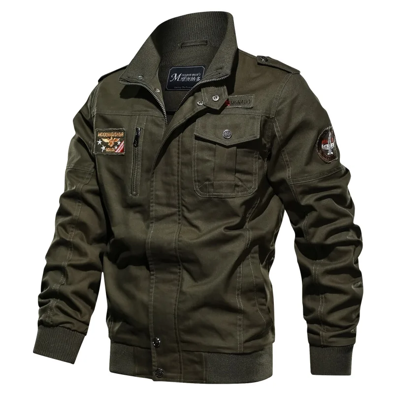 AKSR, Мужская брендовая одежда, модная хлопковая куртка в стиле милитари, Осень-зима, куртки для пилота, мужская куртка-бомбер размера плюс 6XL - Цвет: Army green