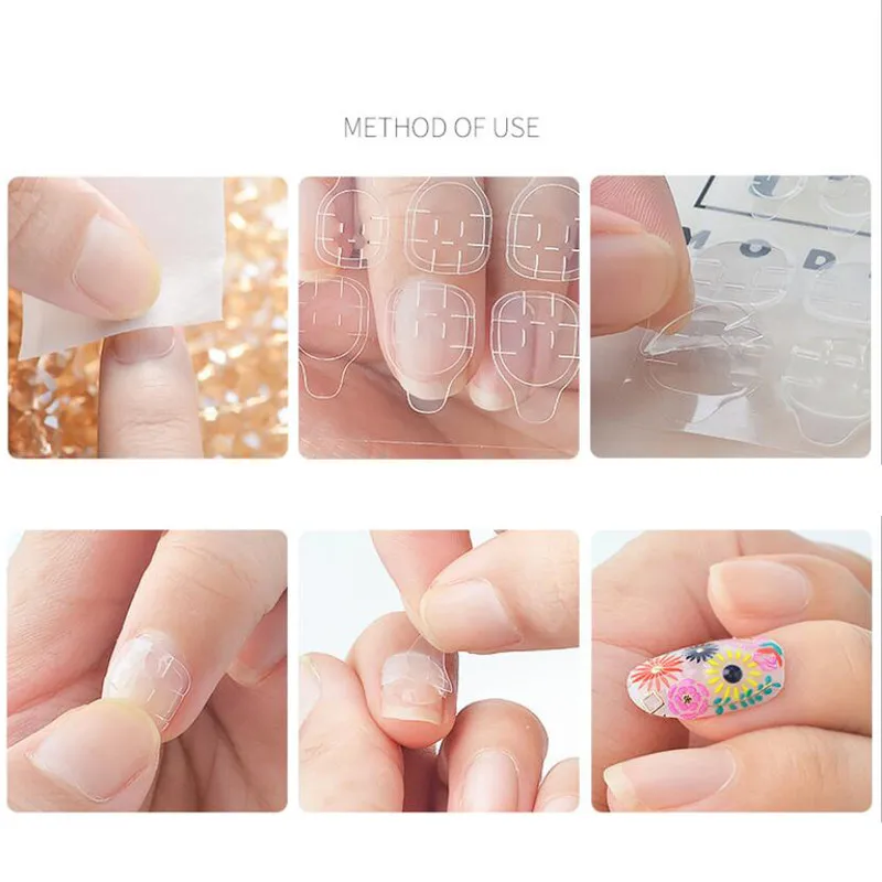 Fake Nails Toe Sticker Transparent Double Sided Adhesive Tapes Glue Press On False Nail Tips Extension Stick Tools 5/10Sheet