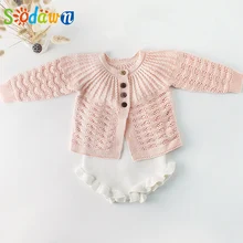 Sodawn/осенняя одежда для маленьких девочек Вязаный комбинезон из 2 предметов, милый боди+ кардиган, свитер, пальто детский комбинезон для маленьких девочек, комплекты