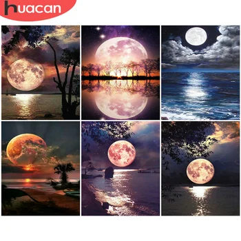 

HUACAN DIY Pictures By Number Moon Kits Drawing On Canvas Painting By Numbers Landscape Hand Painted Picture Art Home Decor