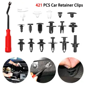 

420PCS Mixed Auto Fastener Vehicle Universal Car Bumper Clip Retainer Fastener Rivet Door Panel Fender Liner +Clip Removal Plier