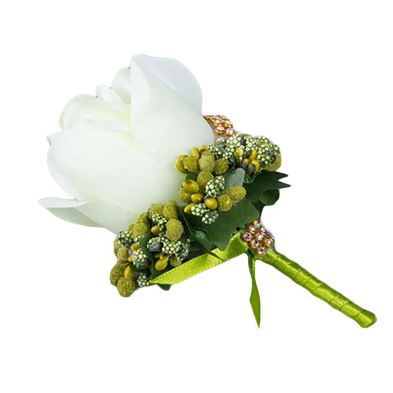 

Beauty Simulation Silk Rose Boutonniere Pin Brooch Wedding Decorations Flower Groom bride Corsage Colorful Wrist Flower