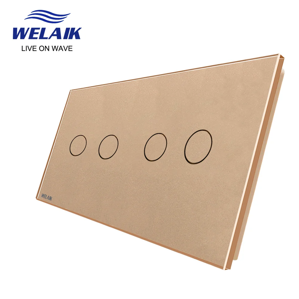 Smart Wall Switch Wall Touch Switch Socket Light Switch Cover Switch Glass Panel WELAIK EU 2Frame 151*80mm 2Gang 1Gang LED Light Wall Touch Switch White Crystal Tempered Glass Panel Only DIY Parts A2922W1