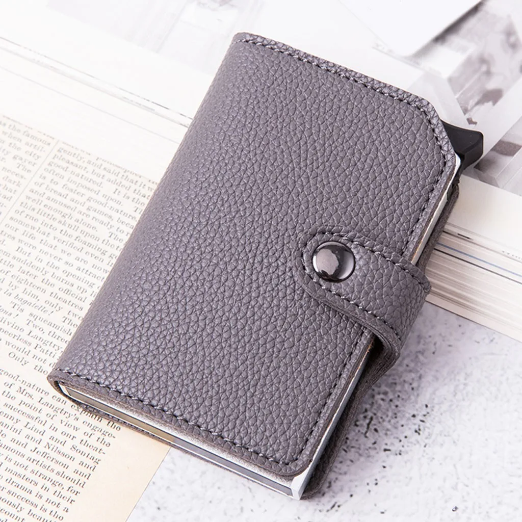 Unisex Leather ID Card Case Daily and Business Card Holder Protector Credit Card Passport Wallet for Men Women Package Box