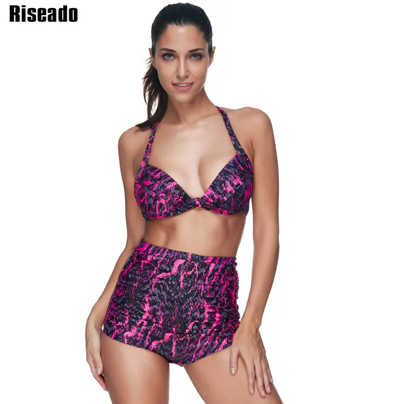 

Riseado New High Waisted Bikini Set Push Up Swimwear Women 2019 Vintage Swimsuit Printed Summer Beach Wear Bathing Suits
