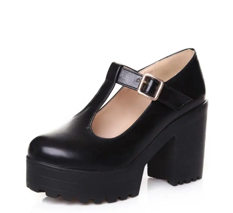 

2018 foreign trade new ladies high-heeled shoes thick with casual thick-soled platform round head shoes