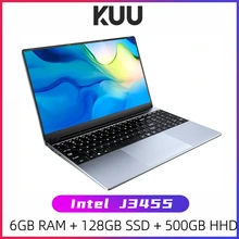 KUU A12 15,6 дюйма 6 ГБ ОЗУ 128 ГБ 500 Гб HDD Win10 ноутбук с камерой BT RJ45 порт для офиса класса игры дешевле студенческий ноутбук