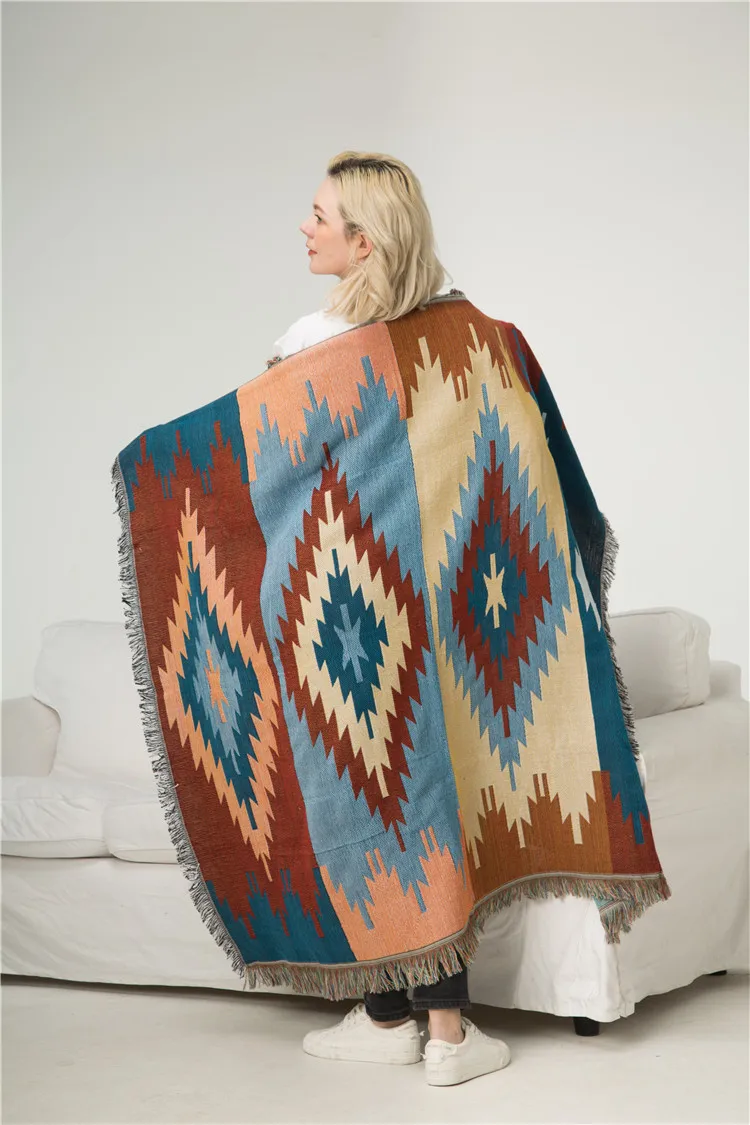 Чистый хлопок нордическая Ретро Лофт ковер ностальгия тонкое одеяло из шерсти "Навахо" покрывало для кровати гостиная скатерть Felts гобелен