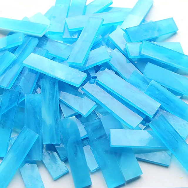 Mixed Color 1 X 4 Cm Square Stained Glass Strip Clear Glass Mosaic Pieces DIY Mosaic Tiles Hobbies Art Crafts Material 100g 14