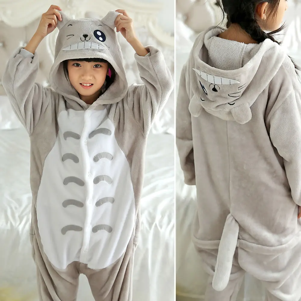 Детские фланелевые пижамы-боди с длинными рукавами и рисунком животных из мультфильмов для детей; сезон осень-зима - Цвет: Totoro