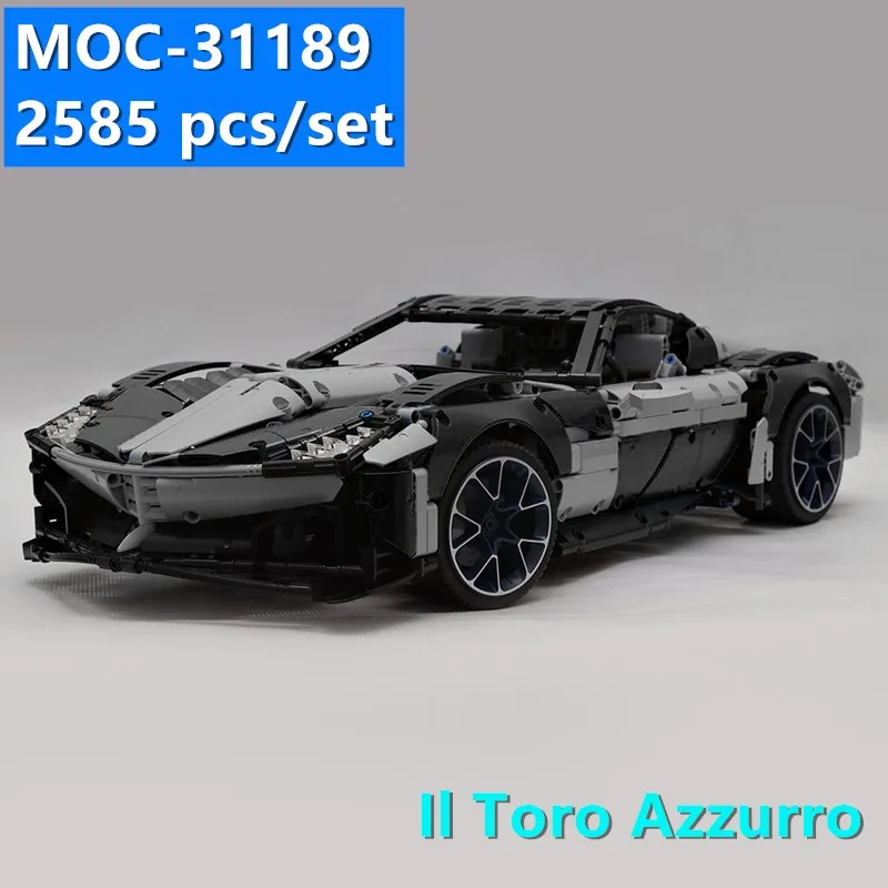 Новая серия MOC Il Toro Azzurro супер гоночный автомобиль подходит для leinglys Technic MOC-31189