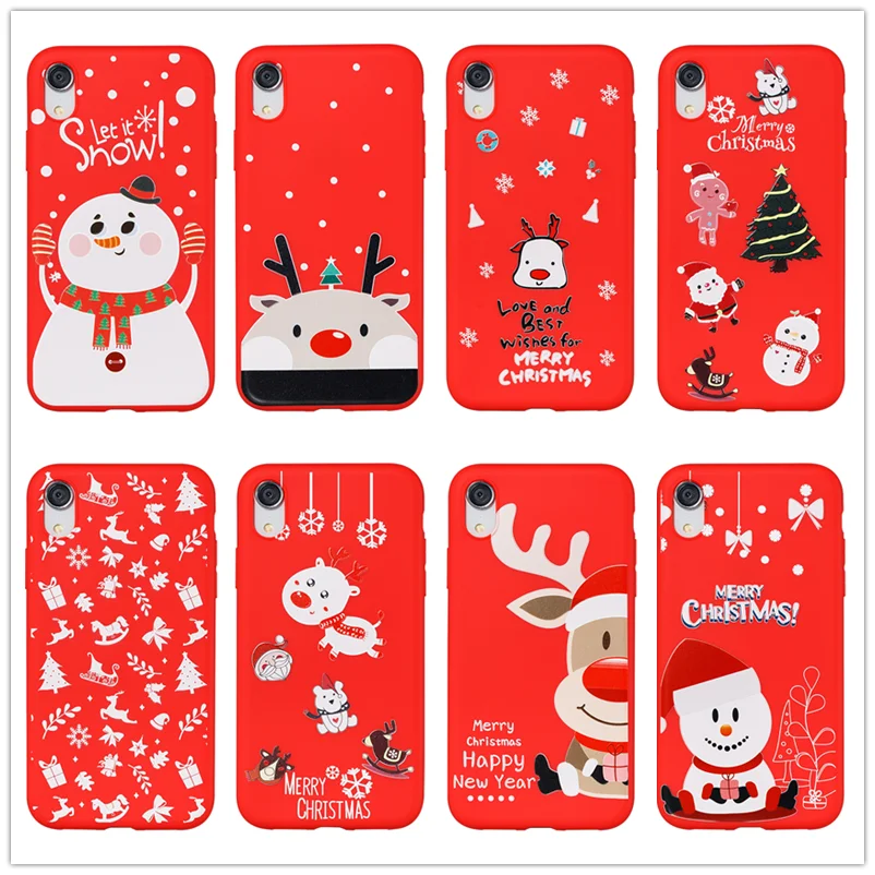 For Funda iphone XR Case Marry Christmas Tree Reindeer Santa Claus Cover Accessories Coque |