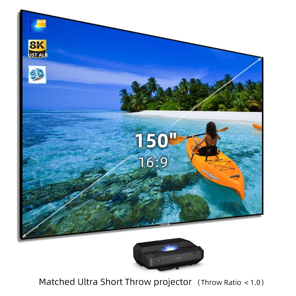 Visualapex 130 150 Inch Top Newest T Prism Ust Alr Projector Screen Ambient Light Rejecting