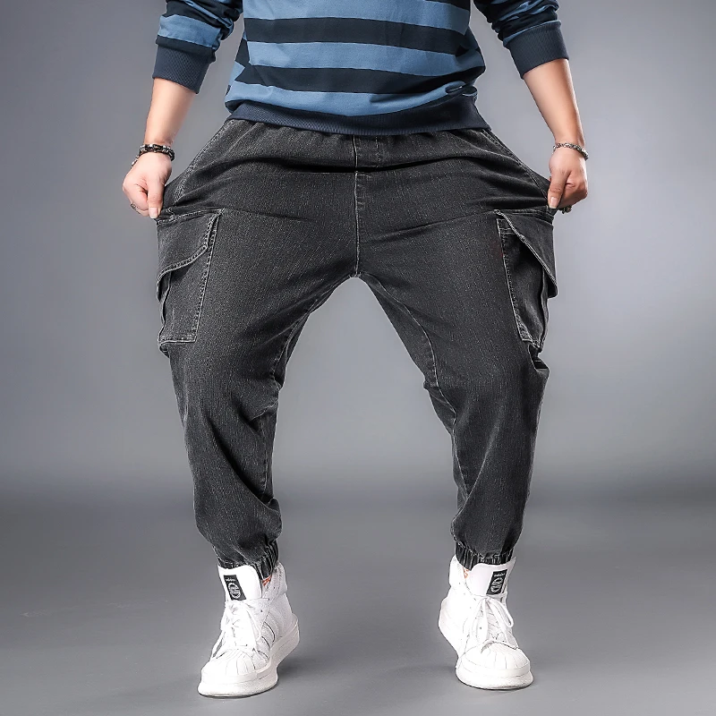 

Plus Size 6XL 5XL XXXXL Men Casual Cargo Jeans Pants With Multi Pockets Baggy Tactical Denim Trousers Loose Fit