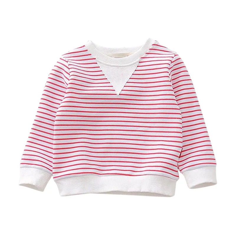 

Autumn Cute Children Stitching Stripes Print Wear Round Collar Long Sleeved Cotton Casual Sweater Tops 2-7 years old