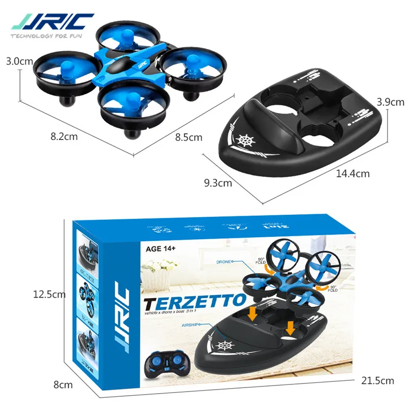 Upgraded H36 JJRC H36F Terzetto 1/20 2.4G 3 In 1 RC Vehicle Flying Drone Land Driving Boat Mini Drone Model Toys RTR VS E016F