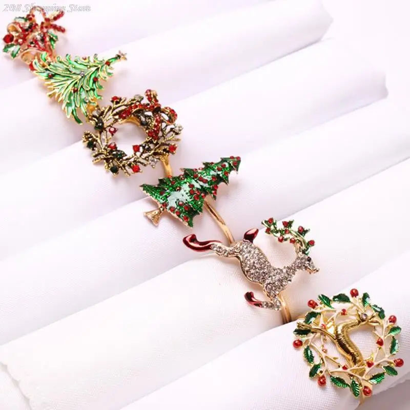 Rond de Serviette Renne de Noël, 12 Pièces Ronds de Serviette de Noël