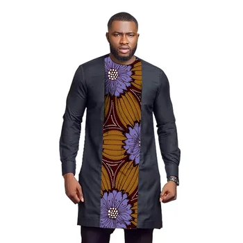 Okafor Long Sleeve Dashiki  Patchwork  T-Shirt