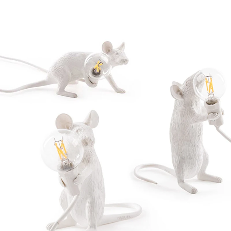  Modern Resin Mouse Table Lamp LED Rat Table Lamp Desk Kids'Gift Room Decor LED Night Lights EU Plug