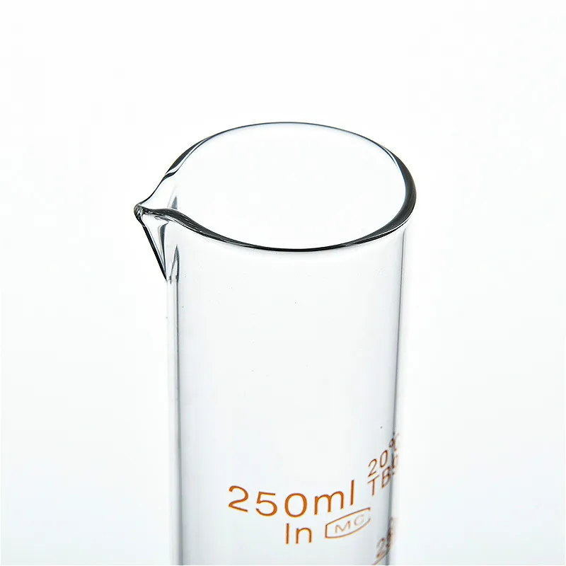 Glass Measuring Cylinder 250 ml Professional Lab Graduated Cylinder Chemistry Lab Glass Standard Measurement Cup Grade A