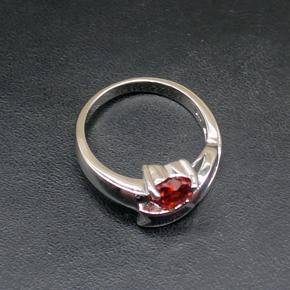 Gemstonefactory Jewelry Big Promotion Single Unique 925 Silver Opal Red Garnet Women Gifts Wedding Band Rings 8.5# 20214445