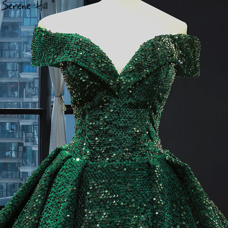 Дубай зеленые кружевные свадебные платья с блестками Милое сексуальное роскошное свадебное платье Serene Хилл HM66742 на заказ