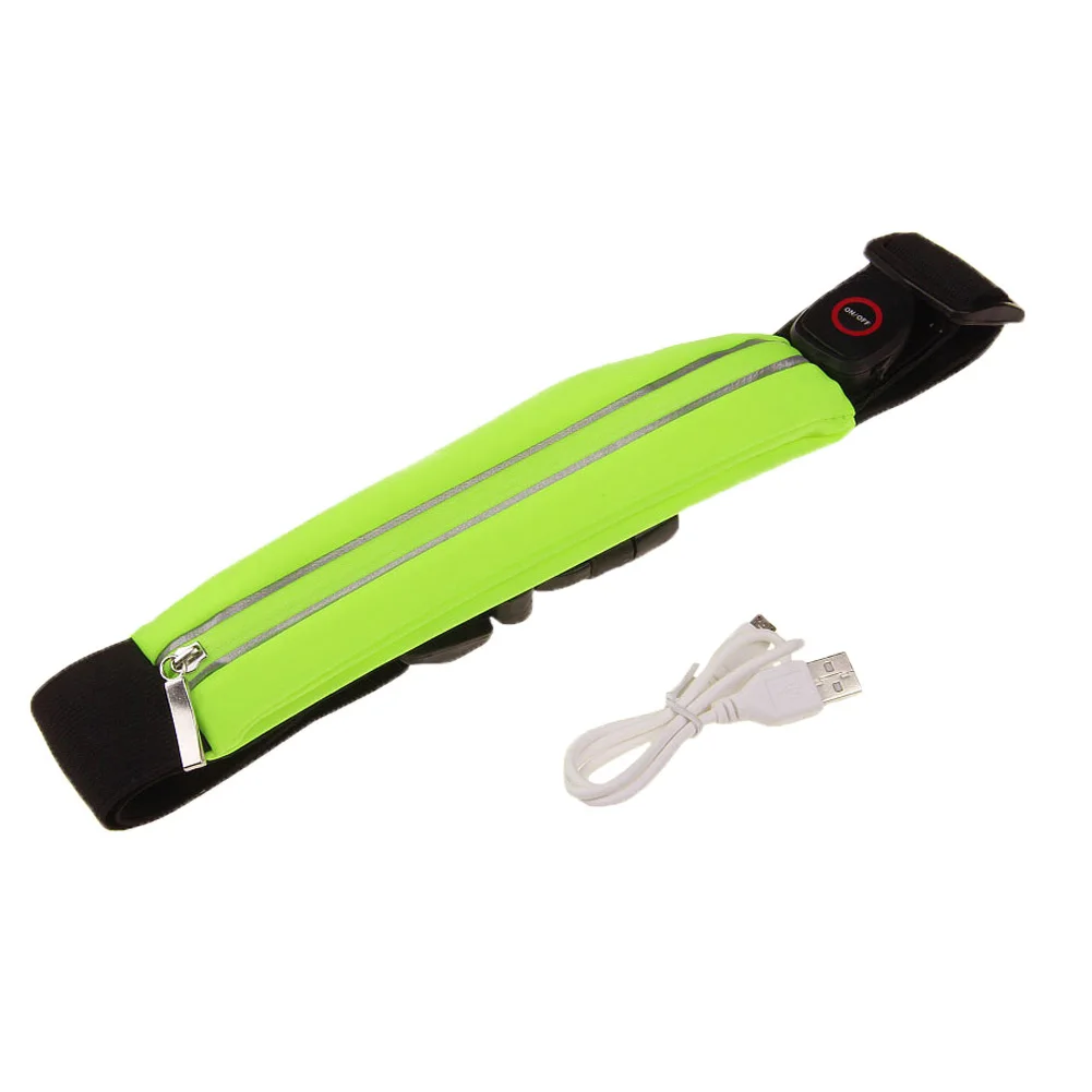 

USB Shine Waterproof Night Running Pouch Unisex Waist Bag Led Pockets Casual Exercise