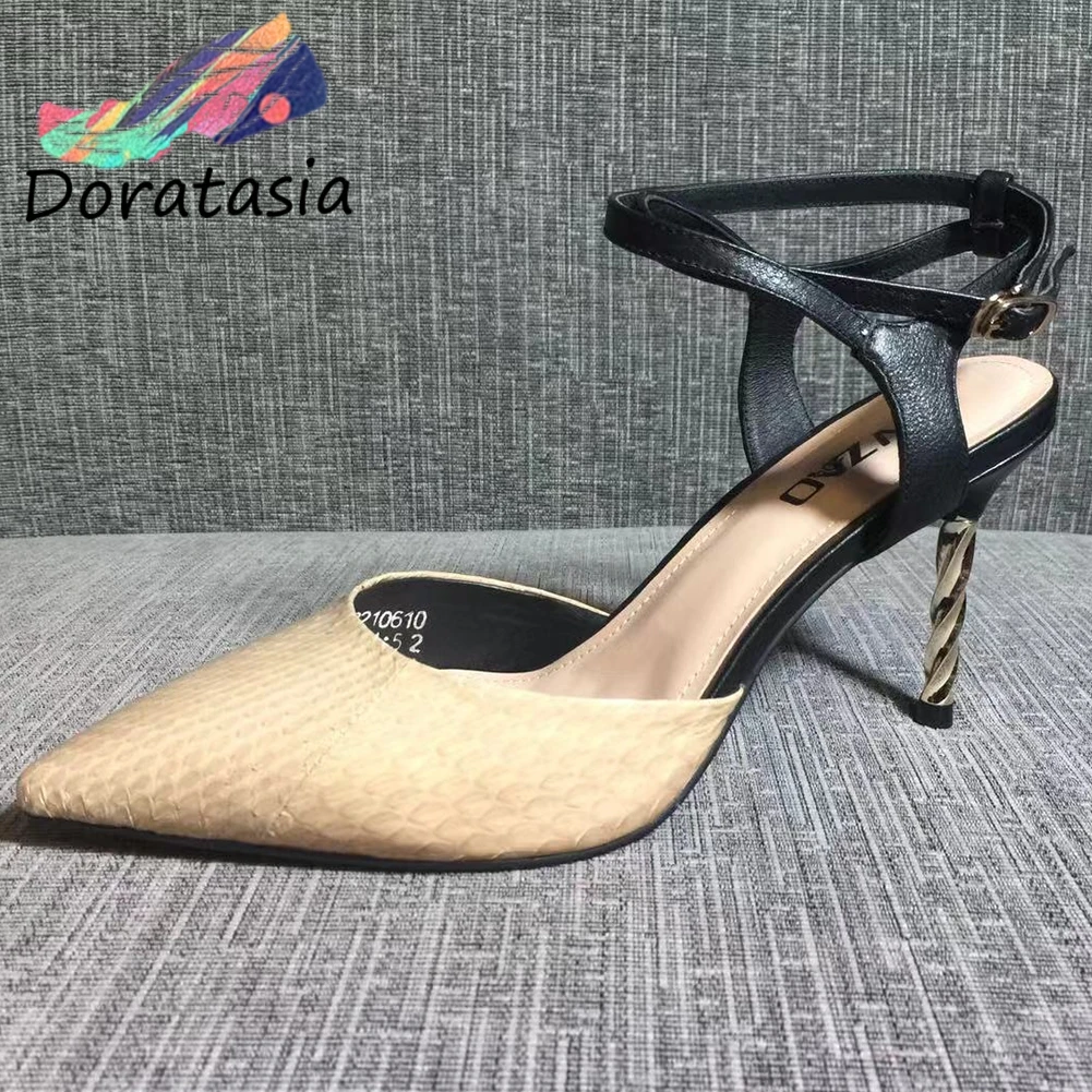 

DORATASIA Girl Fashion Pointed Toe Date Sandals Summer Elegant Shallow Sandals Women High Thin Heels Shoes Woman