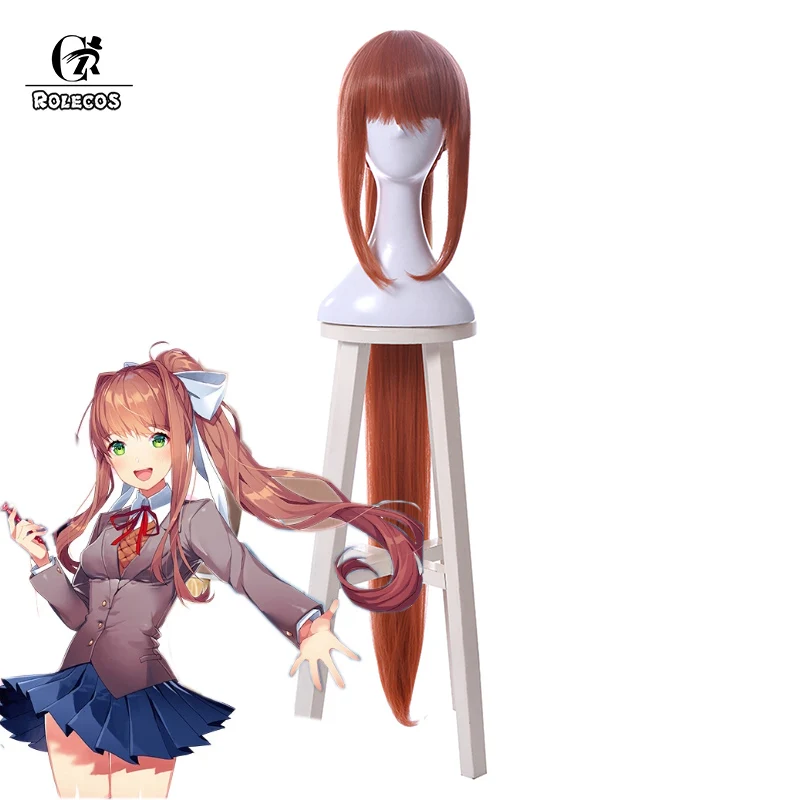 ROLECOS Doki Литературный клуб косплей парик Monika Косплей волосы игра Cos длинные