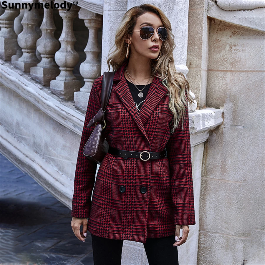 

Autumn winter fashion new popular selling thousands of birds box conventional small suit versatile outfit party casual women