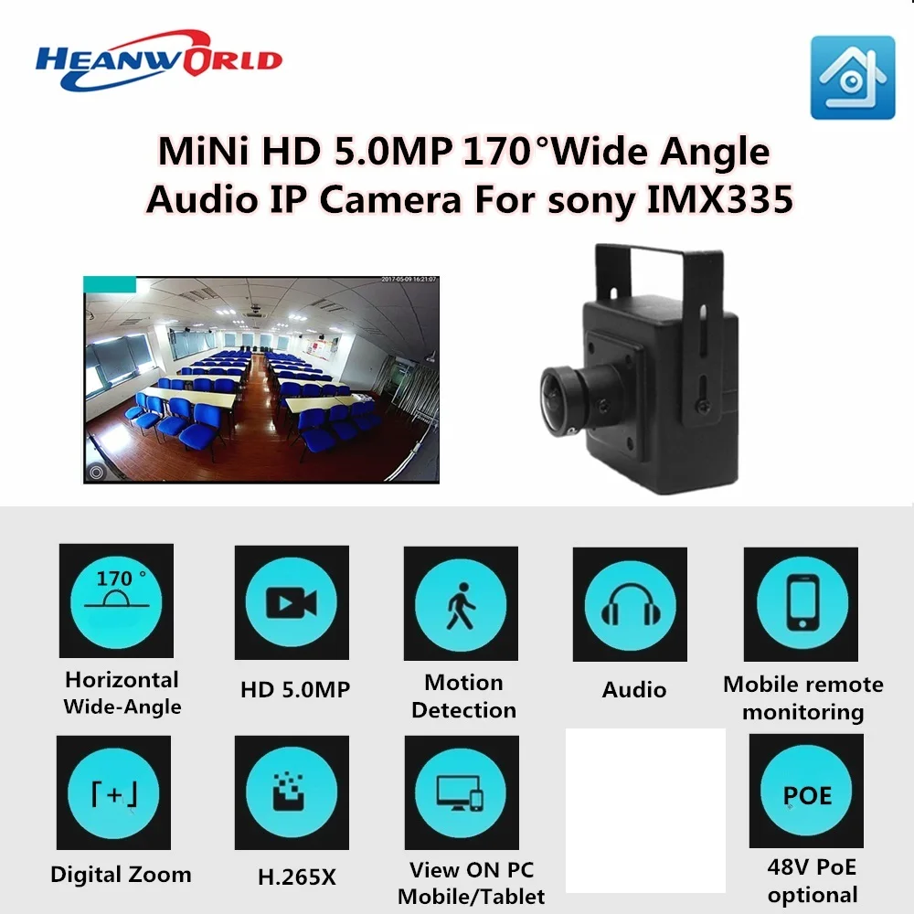 

5MP HD IP Camera Home Mini CCTV Camera indoor Secuity cam 170 degree for Sony sensor IMX335 Lens 1.8mm