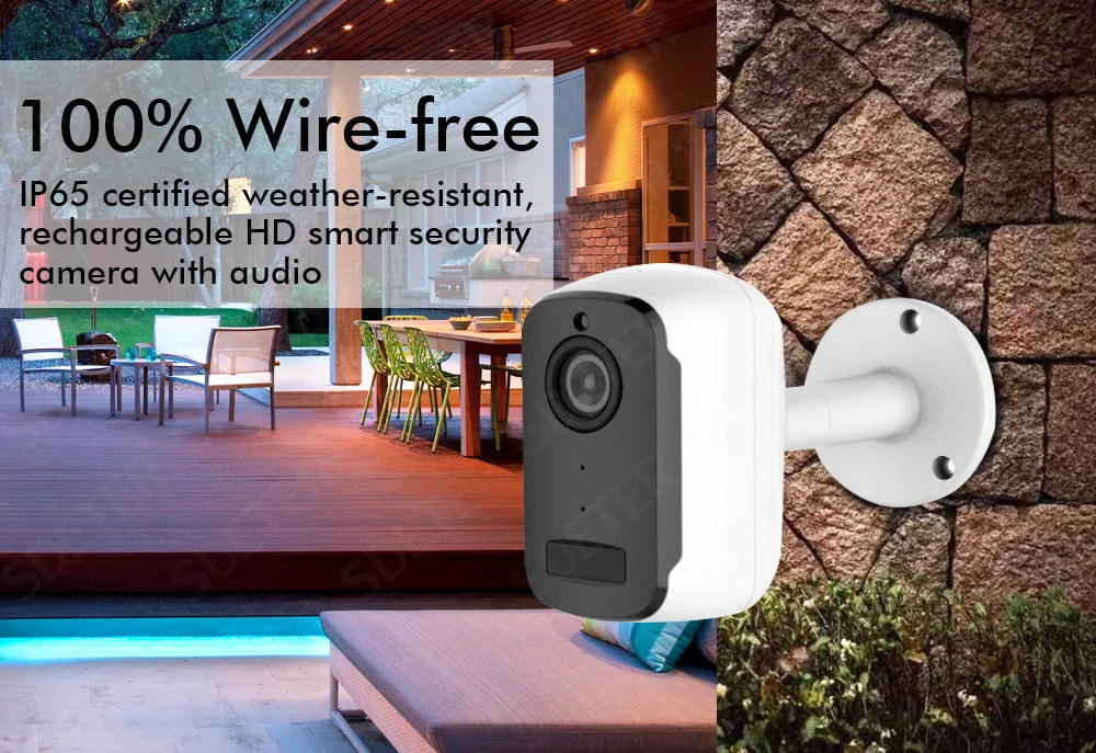 SDETER 1080P перезаряжаемая батарея CCTV Wifi камера IP наружная IP65 Всепогодная внутренняя камера безопасности PIR сигнализация движения Аудио