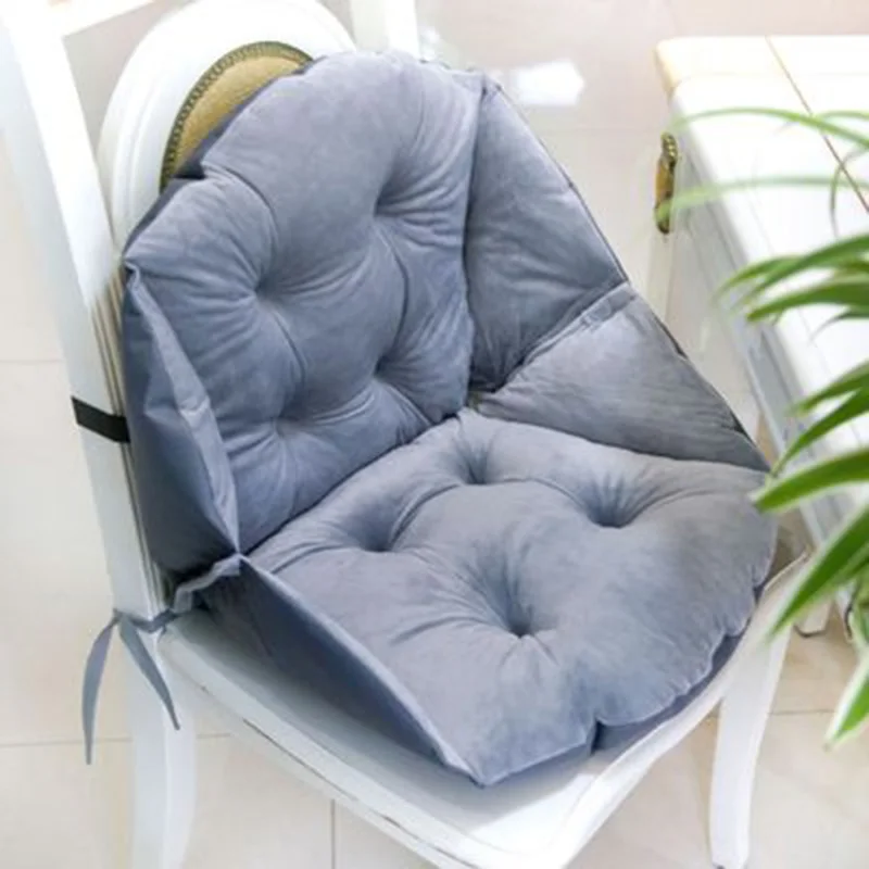 Мягкая Плюшевая утолщенная Подушка для стула, подушка для сиденья, дизайн корпуса, поясничная Подушка для спины, подушка для дома, автомобиля, офиса, компьютерного кресла - Цвет: Gray