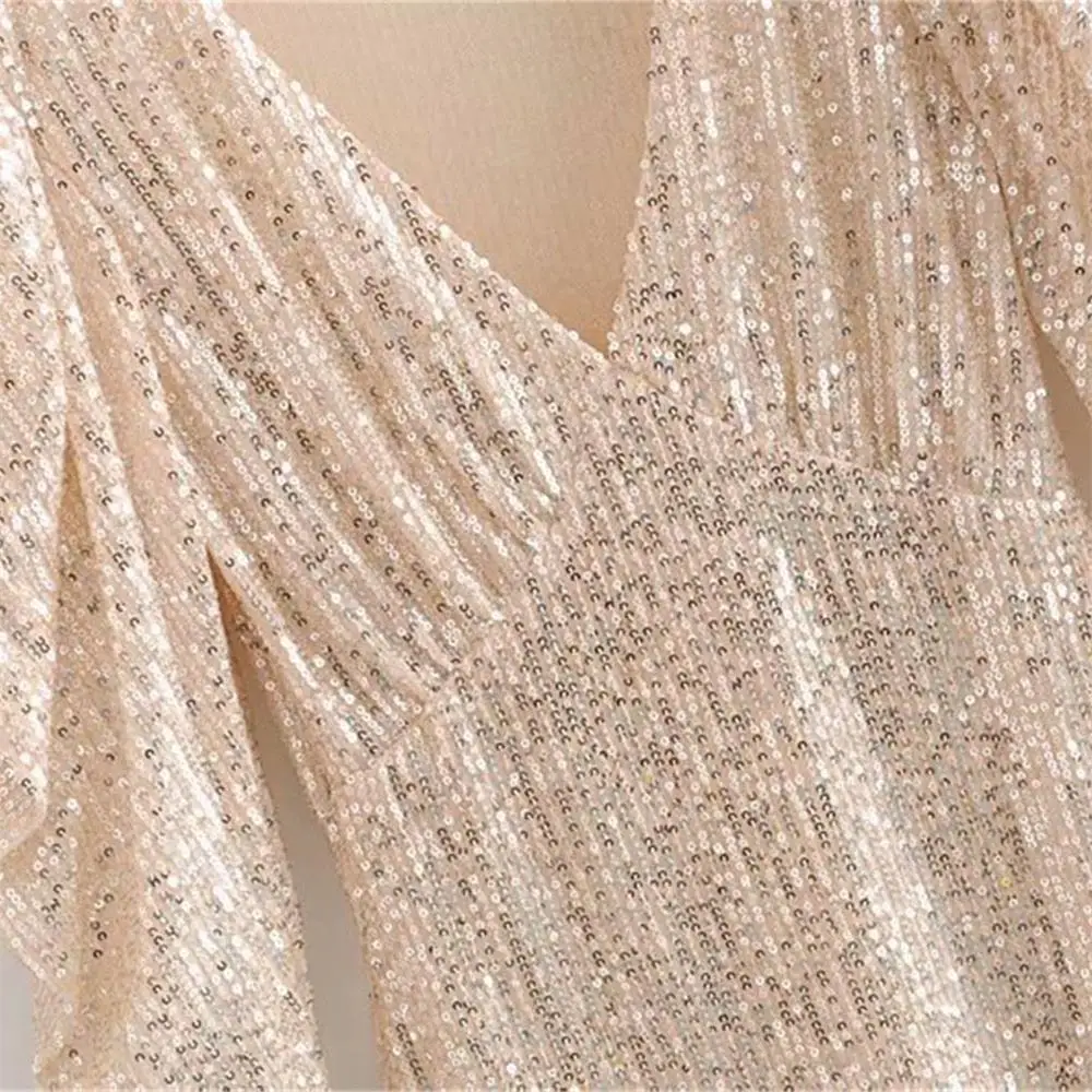 Осень 2019 женское Новое Пышное короткое платье с v образным вырезом длинным