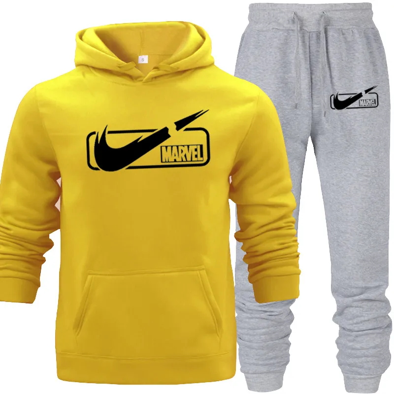 

Marvel Print Logo Hoodie Mens Hip Hop Hoodie Man Jogger Sets Mens Tracksuit for Woma Man 2 Piece Set Mens Bodybuilding Clothing