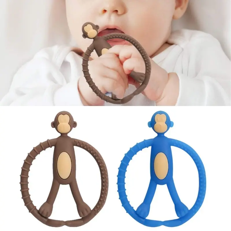 

Cute Three-dimensional Monkey Molar Stick Baby Grabable Teether Tooth Gel Silicone Newborn Infant Comfort Products