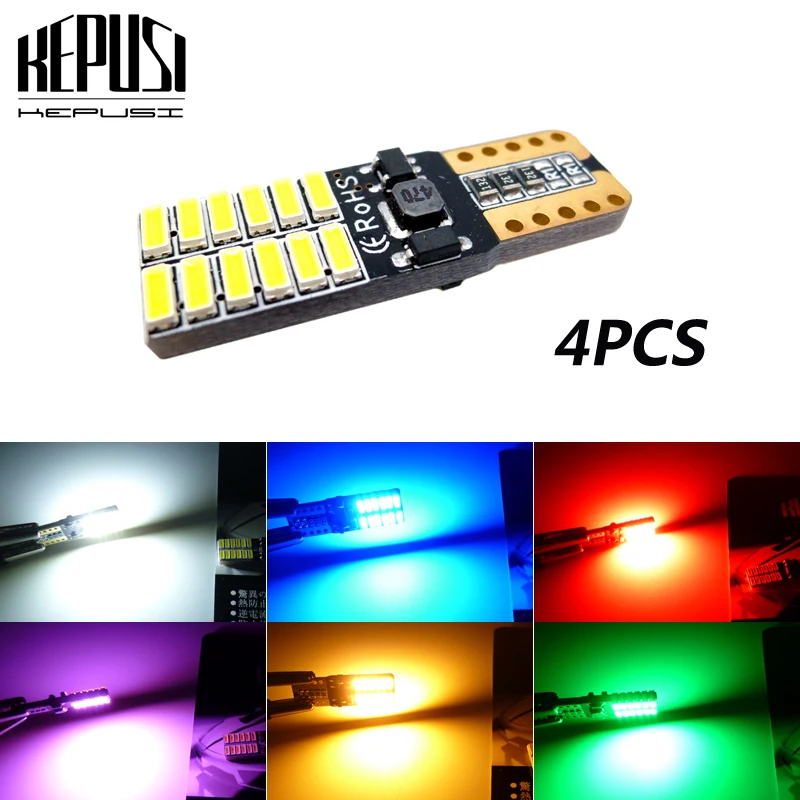 

4x CANBUS T10 W5W LED Car Light Lamp Map Dome Bulb Exterior License Plate Light White purple blue 12v 24v for opel astra k