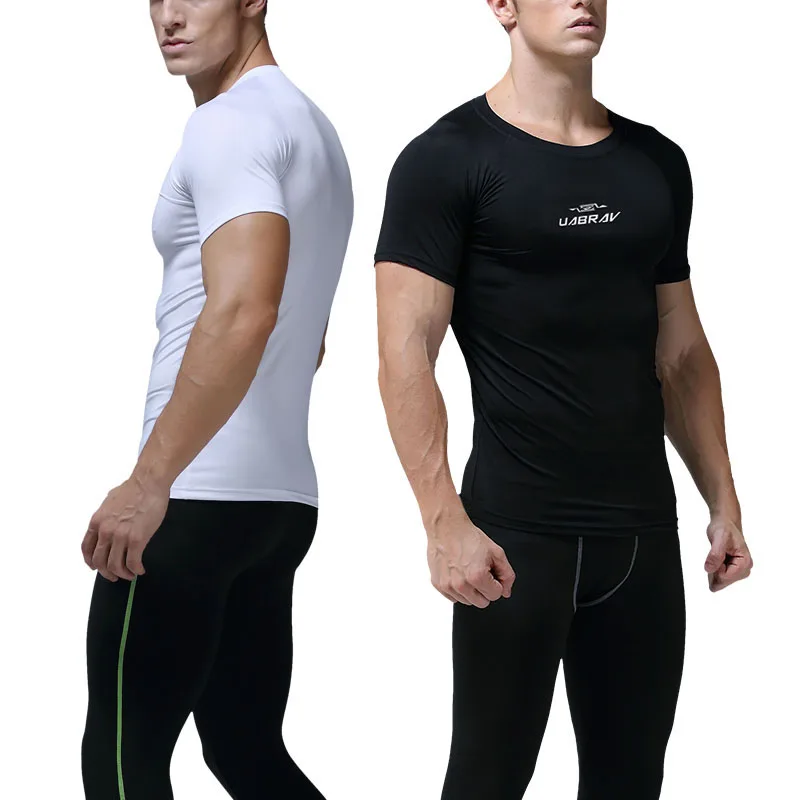 

Tee Compression Shirt T Shirts Sport Tops Fitness Bodybuilding Quick Dry Running Short Sleeve Gym Athletic Men Dry Fit Workout