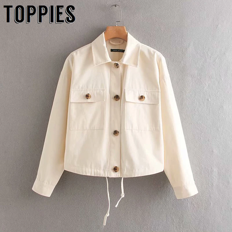 

Pink Black Short Jackets 2019 Fall Jacket Women Windbreaker Turn Down Collar Button Coat Streetwear