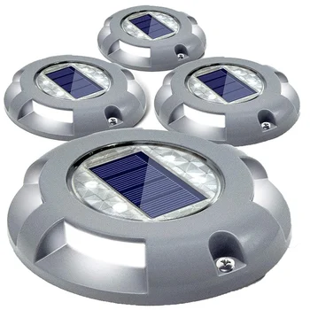 

4PCS Solar Garden Lights Driveway Dock Light 4 LEDs High Compressive Waterproof Buried Lights for Step Sidewalk Stair Pathway