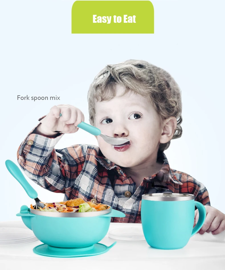 Hogokids набор посуды из нержавеющей стали, детская миска, детское блюдо, посуда для кормления, детская посуда, 4 набора