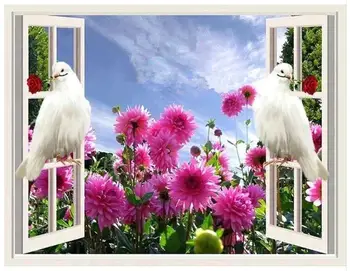 

Pigeon Diamond Painting Set Window Daisy Flowers Mosaic Embroidery Picture Crystal Rhinestone Stickers Decal Wall Art Craft Gift