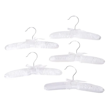 

5Pcs Luxury Satin-Padded Children's Clothes Kids' Cloth Hook Hanger Wardrobe Organiser--White