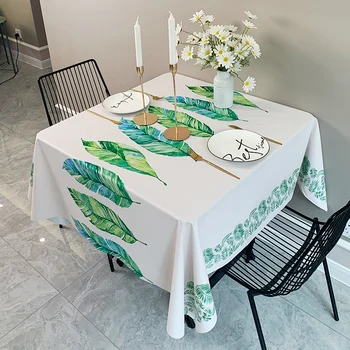 

Leaves Tablecloth Living Room Dining Table Decorative Tablecloth Waterproof Oil Resistant Tablecloth