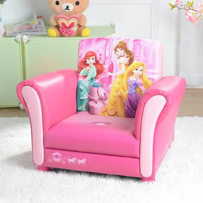 Прямая детский диван для мальчиков и девочек принцесса диван детский стул Милая Ткань Кожа Дисней маленький диван - Цвет: Шоколад