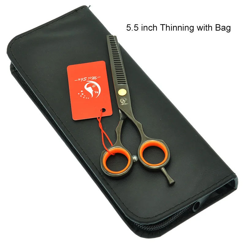 Набор черных ножниц Meisha 5,5 дюймов, парикмахерские ножницы для стрижки волос, филировочные ножницы, инструменты для укладки волос, HA0082 - Цвет: HA0084 with Bag
