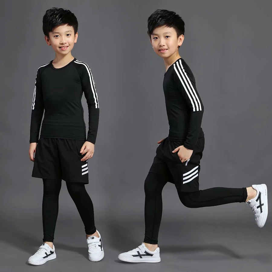 Модный спортивный костюм для крупных девочек, спортивная одежда черного цвета на весну и осень, комплект детской одежды для подростков