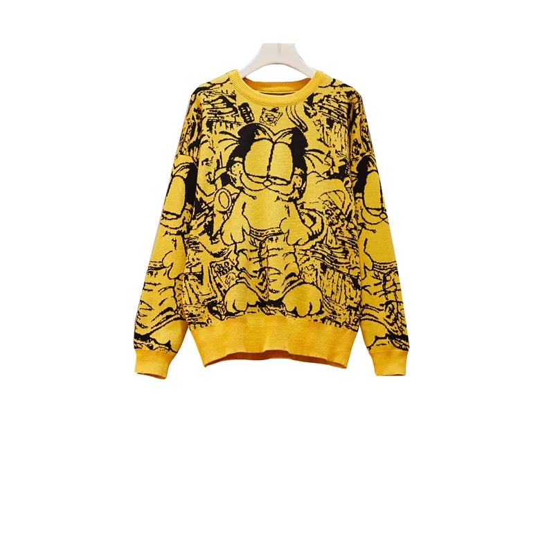 New Korean Garfield Sweater Cartoon Cute Loose Pullover Autumn Winter Fashion Girl Clothes Tops Female thicken Knit Sweater