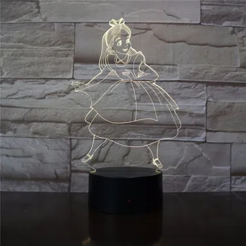 

Animation Princess Figure Alice In Wonderland Decorative LED USB Night Lights Children Bedroom Decor 3D Table Lamp for Kid Gift